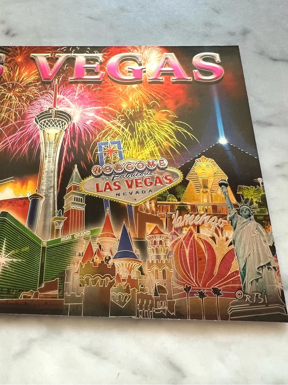 (2) Vintage Las Vegas Postcards Etched and Foiled